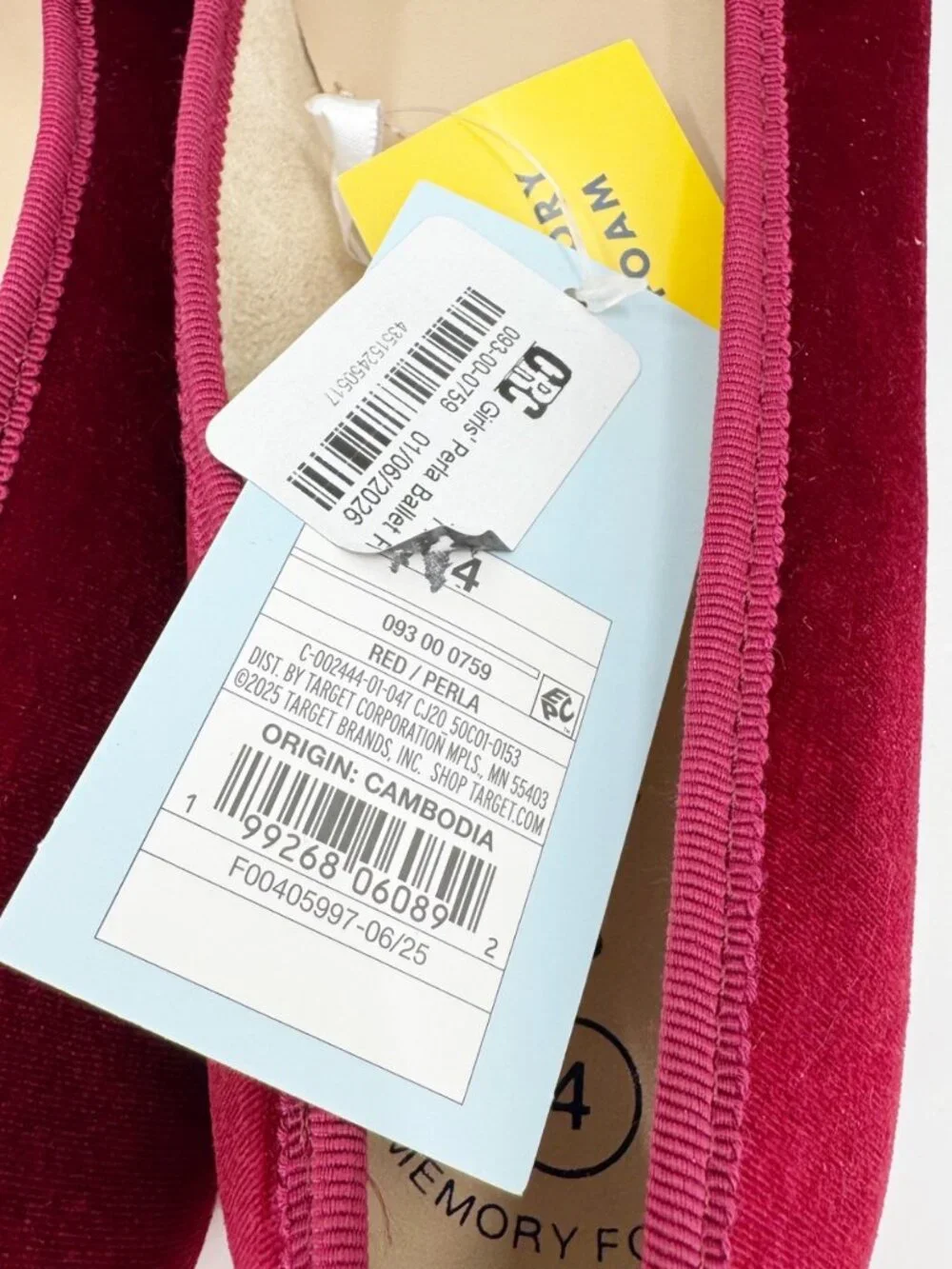 NEW Cat & Jack Girls' Perla Ballet Flats - Red - Size 4